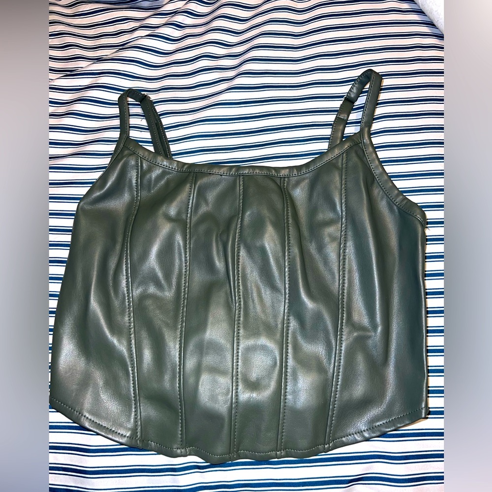 Green leather top